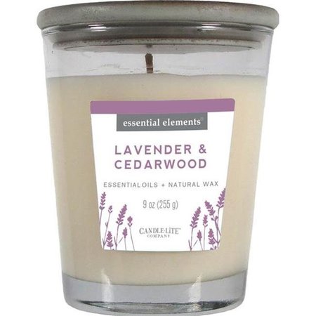 CANDLELITE Candle Lite 251064 9 oz Lavender & Cedarwood Jar Candle with Gray Wood Lid 251064